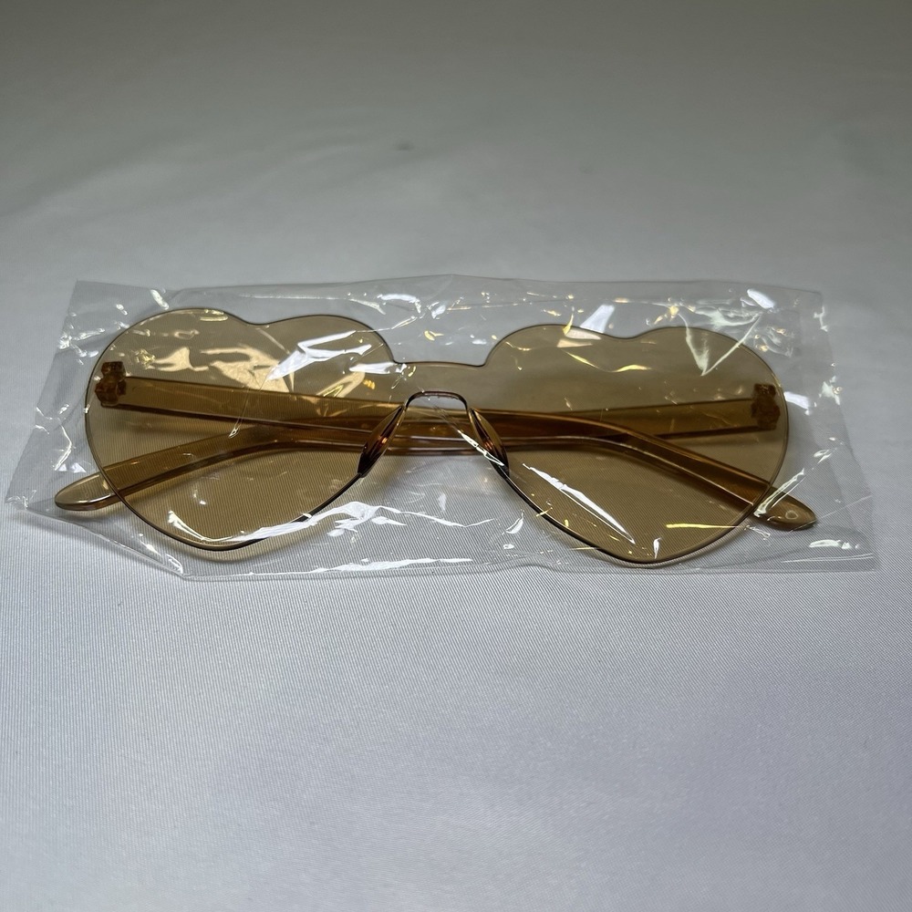 Heart Shaped Sunglasses for Women Brown Color Transparent Rimless Heart Glasses